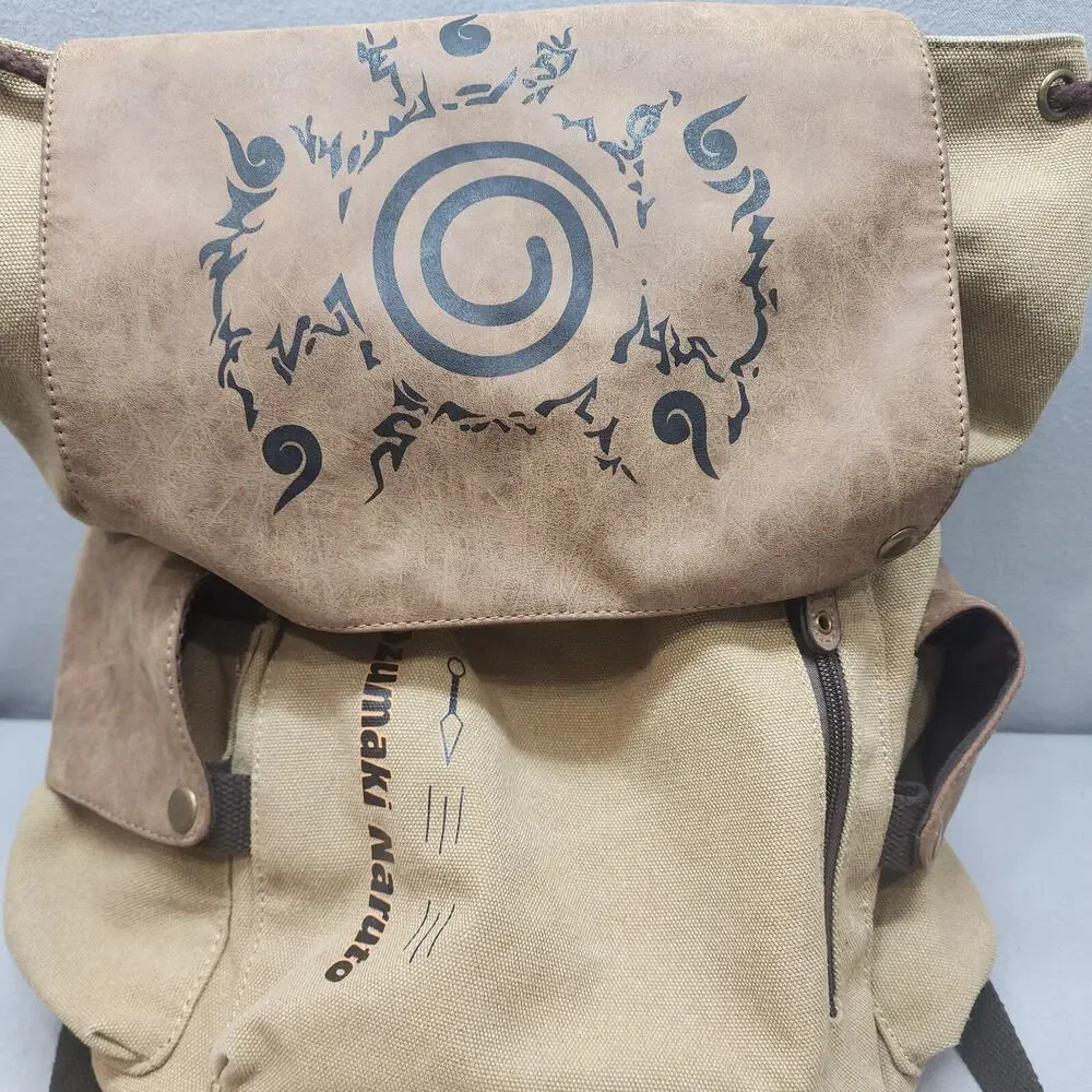 Naruto Uzumaki Brown Laptop‎ Canvas Backpack Bookbag